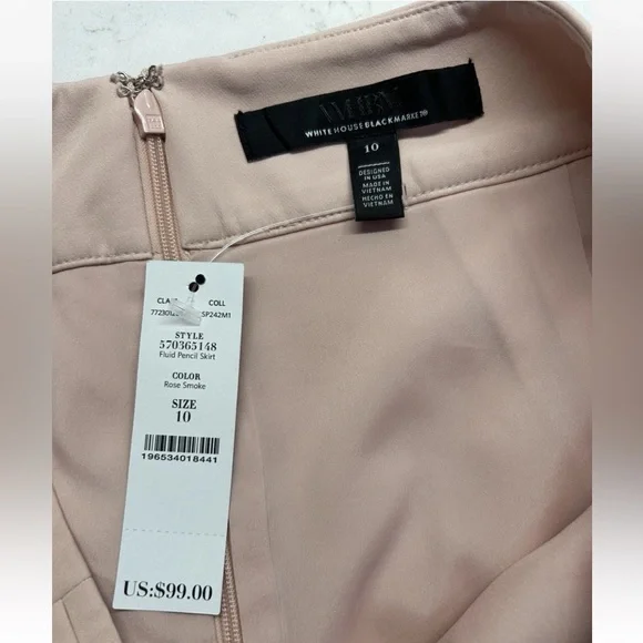 White House Black Market Light Pink Fluid Pencil Skirt NWT Size 10 - Picture 3 of 10